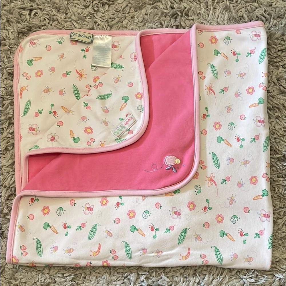 Sue Dreamer Garden Party Reversible Baby Blanket